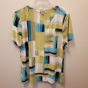 Women's JM Collection Blouse, Size XL, Multi color geo design, Excellent Cond!